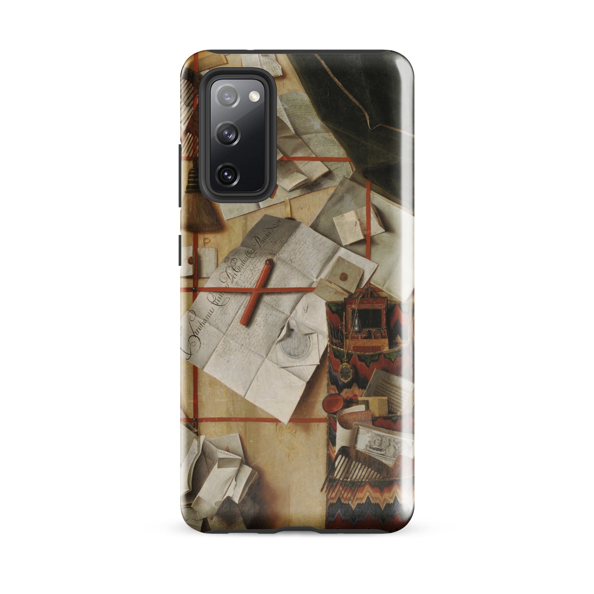 Trompe L’oeil with a Wall of Letters Gijsbrechts Samsung Case, Galaxy S20 Fe / Gloss, Smartphone Detailed Vintage Style Design Scattered