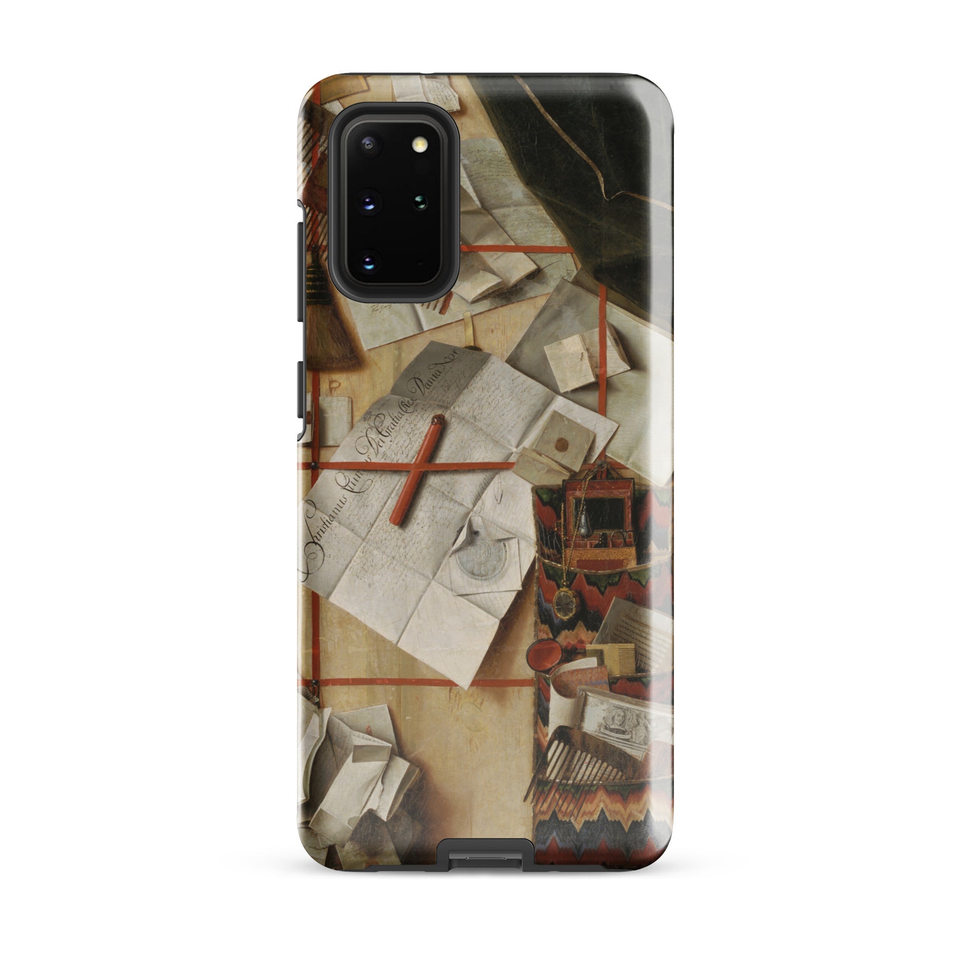 Trompe L’oeil with a Wall of Letters Gijsbrechts Samsung Case, Galaxy S20 Plus / Gloss, Smartphone Case Cluttered Desk Design Papers