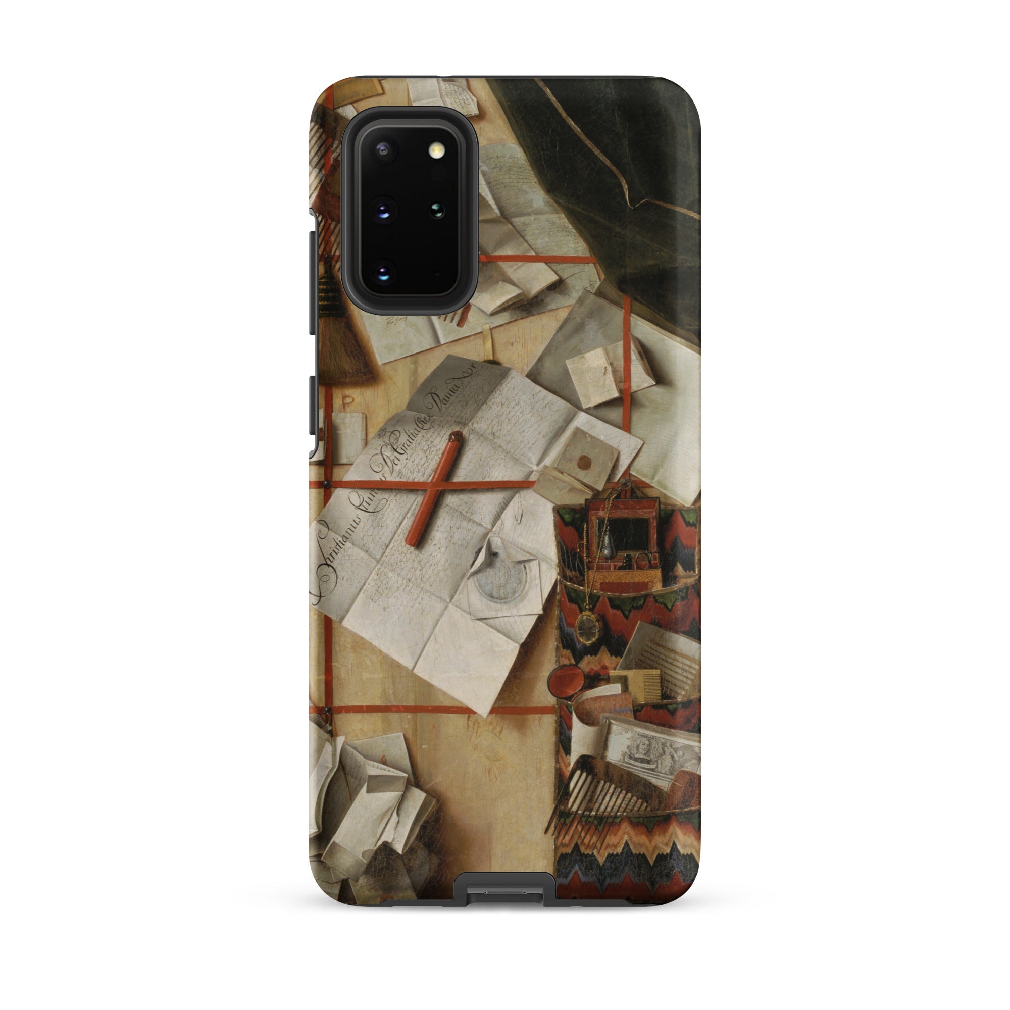 Trompe L’oeil with a Wall of Letters Gijsbrechts Samsung Case, Galaxy S20 Plus / Matte, Smartphone Case Detailed Design Cluttered Desk