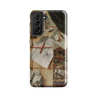 Trompe L’oeil with a Wall of Letters Gijsbrechts Samsung Case, Galaxy S21 Fe / Gloss, Smartphone Case Cluttered Desk Design