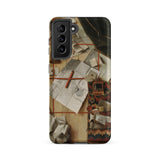 Trompe-l’oeil with a Wall of Letters - Gijsbrechts Samsung Case, Galaxy S21 Fe / Matte, Smartphone Case Cluttered Desk Design