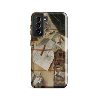 Trompe-l’oeil with a Wall of Letters - Gijsbrechts Samsung Case, Galaxy S21 / Gloss, Smartphone Case Cluttered Desk Design