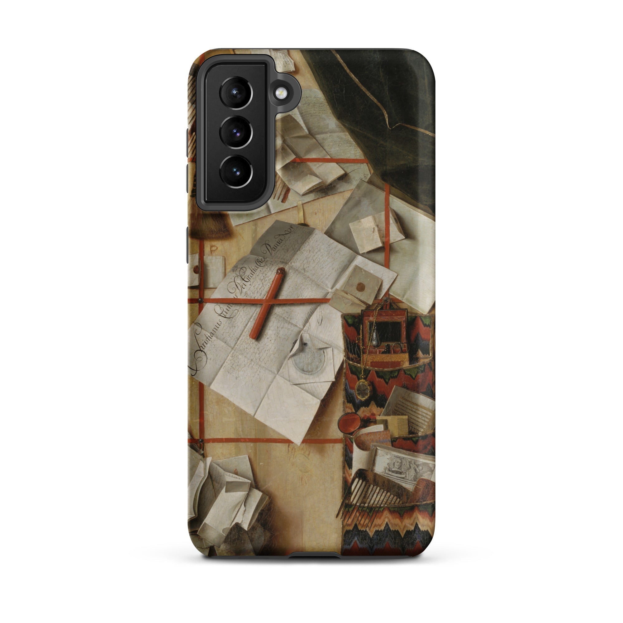 Trompe L’oeil with a Wall of Letters Gijsbrechts Samsung Case, Galaxy S21 Plus / Matte, Smartphone Case Detailed Artistic Cluttered Desk