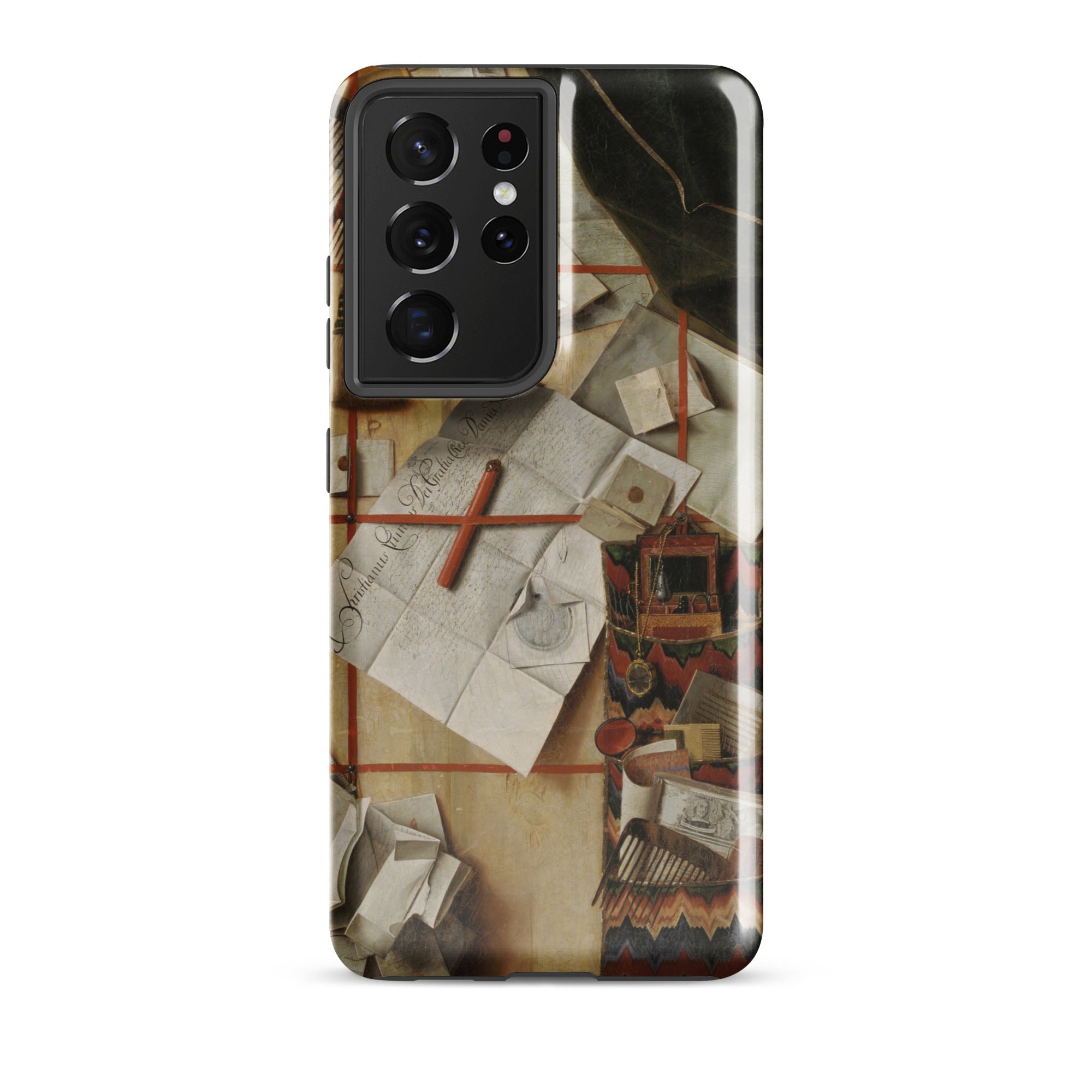 Trompe L’oeil with a Wall of Letters Gijsbrechts Samsung Case, Galaxy S21 Ultra / Gloss, Smartphone Decorative Case Artistic Design