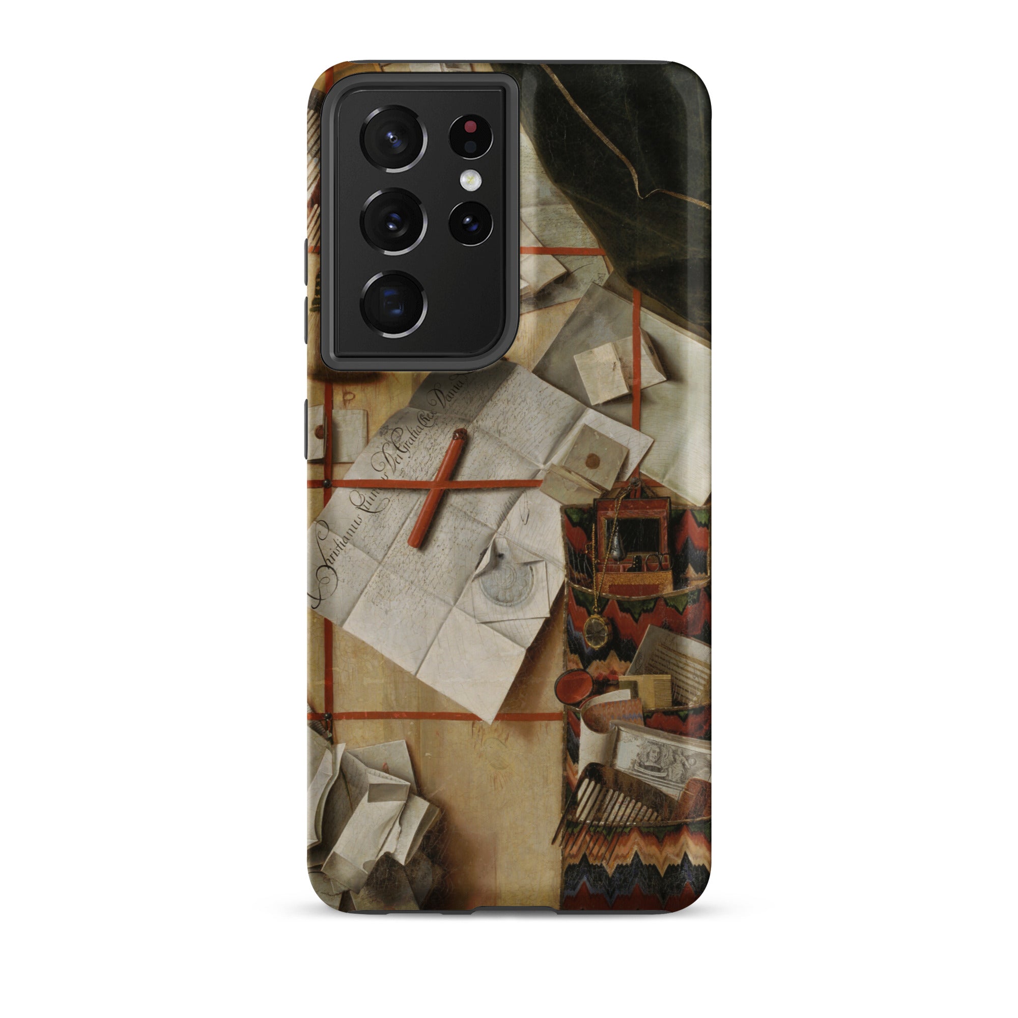 Trompe L’oeil with a Wall of Letters Gijsbrechts Samsung Case, Galaxy S21 Ultra / Matte, Smartphone Patterned Protective Case Still Life