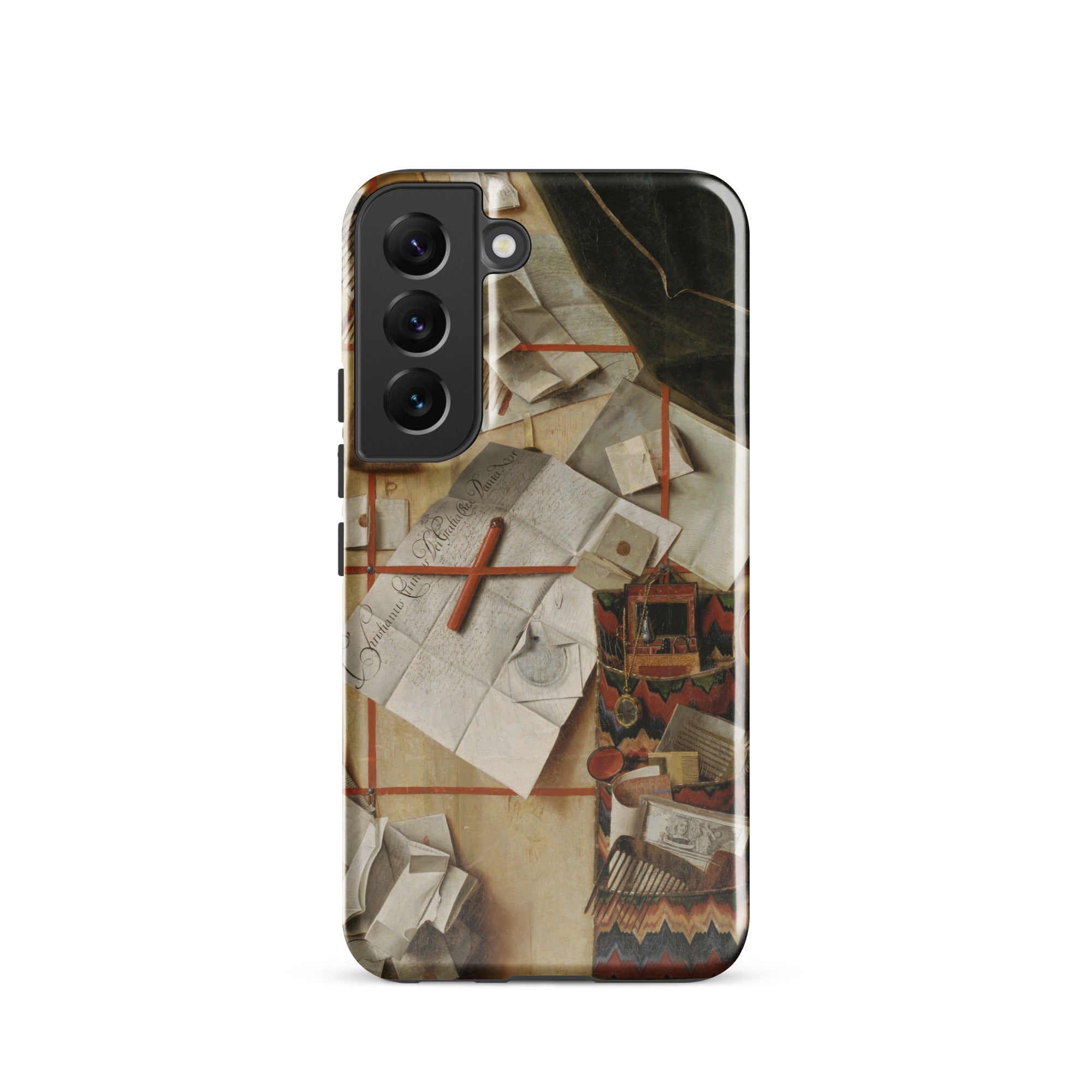 Trompe L’oeil with a Wall of Letters Gijsbrechts Samsung Case, Galaxy S22 / Gloss, Smartphone Case Printed Collage Papers Objects