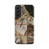 Trompe-l’oeil with a Wall of Letters - Gijsbrechts Samsung Case, Galaxy S22 Plus / Gloss, Phone Case Vintage-style Collage Papers Red