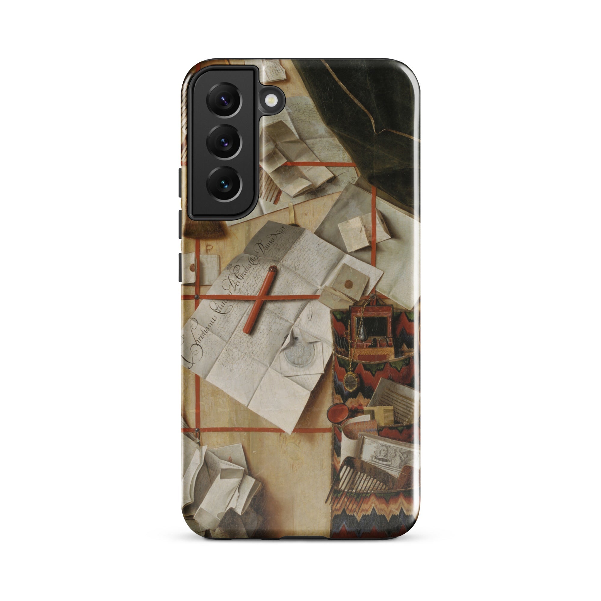Trompe L’oeil with a Wall of Letters Gijsbrechts Samsung Case, Galaxy S22 Plus / Gloss, Phone Case Vintage Style Collage Papers Red Pencil
