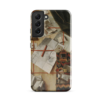 Trompe-l’oeil with a Wall of Letters - Gijsbrechts Samsung Case, Galaxy S22 Plus / Gloss, Phone Case Vintage-style Collage Papers Red