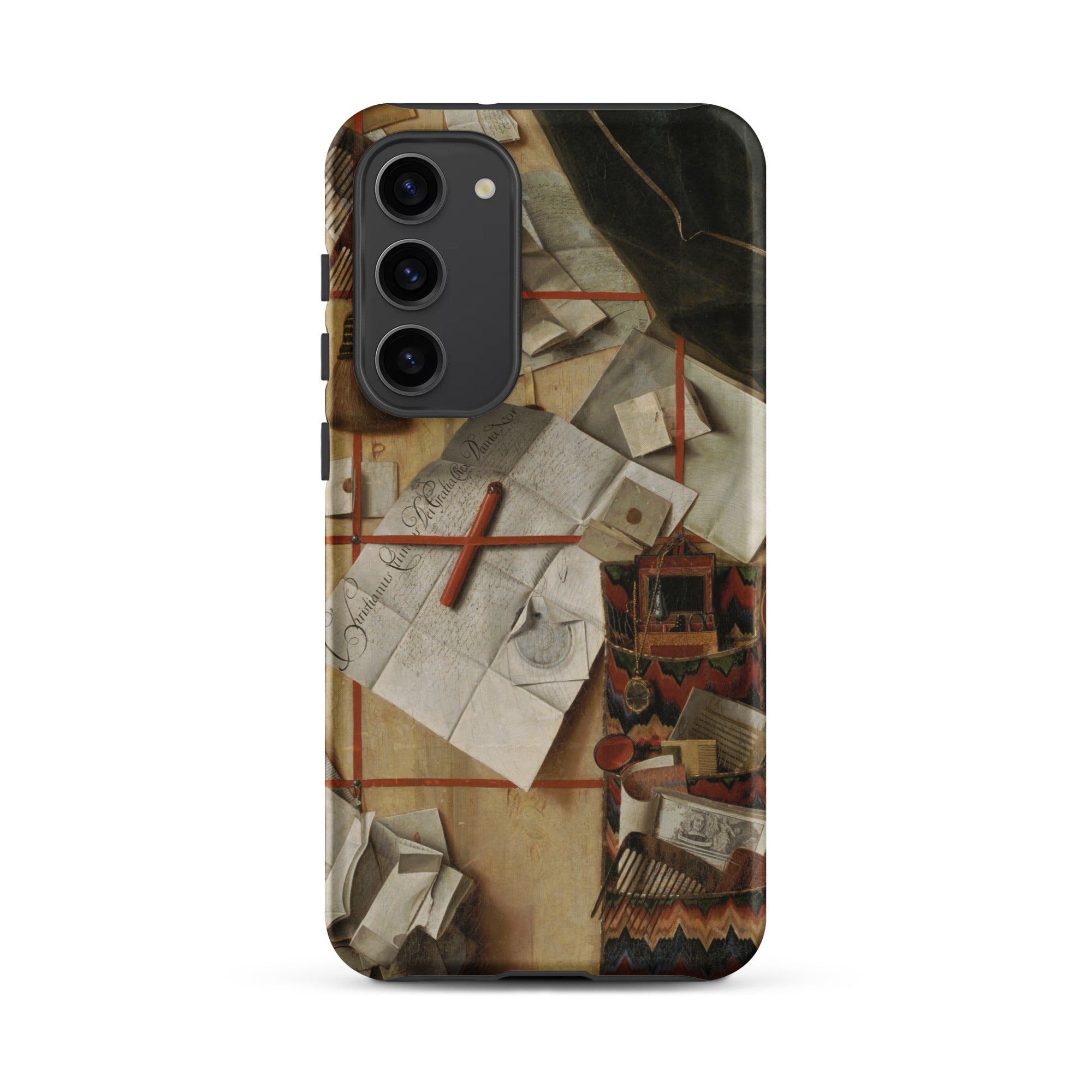 Trompe L’oeil with a Wall of Letters Gijsbrechts Samsung Case, Galaxy S23 Plus / Matte, Phone Case Detailed Artistic Depiction Cluttered