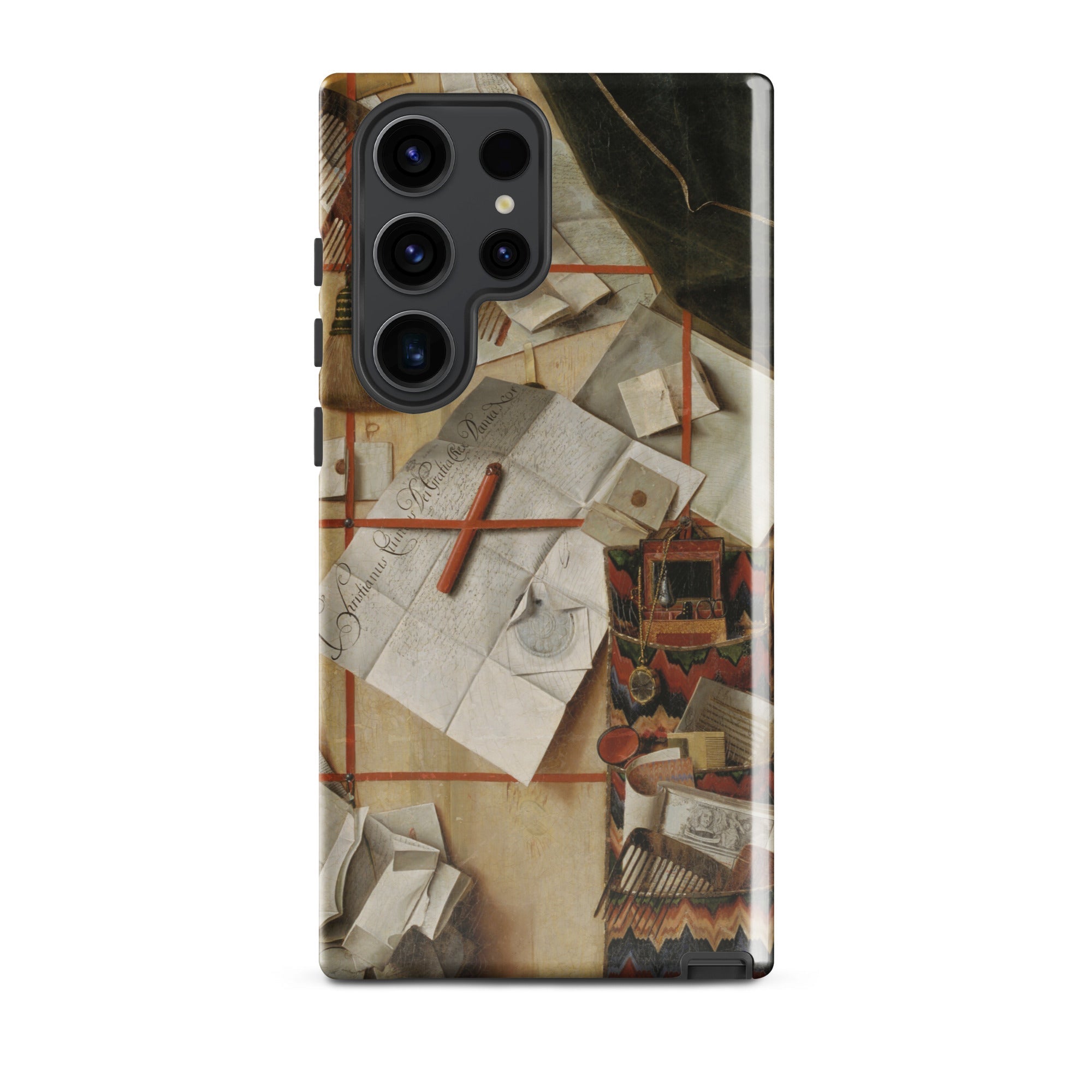 Trompe L’oeil with a Wall of Letters Gijsbrechts Samsung Case, Galaxy S23 Ultra / Gloss, Brown Smartphone Case Still Life Painting