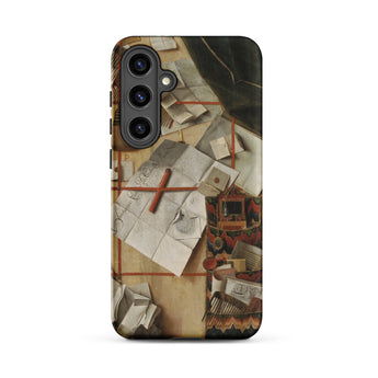 Trompe-l’oeil with a Wall of Letters - Gijsbrechts Samsung Case, Galaxy S24 Plus / Matte, Phone Case Detailed Graphic Scattered Papers Red