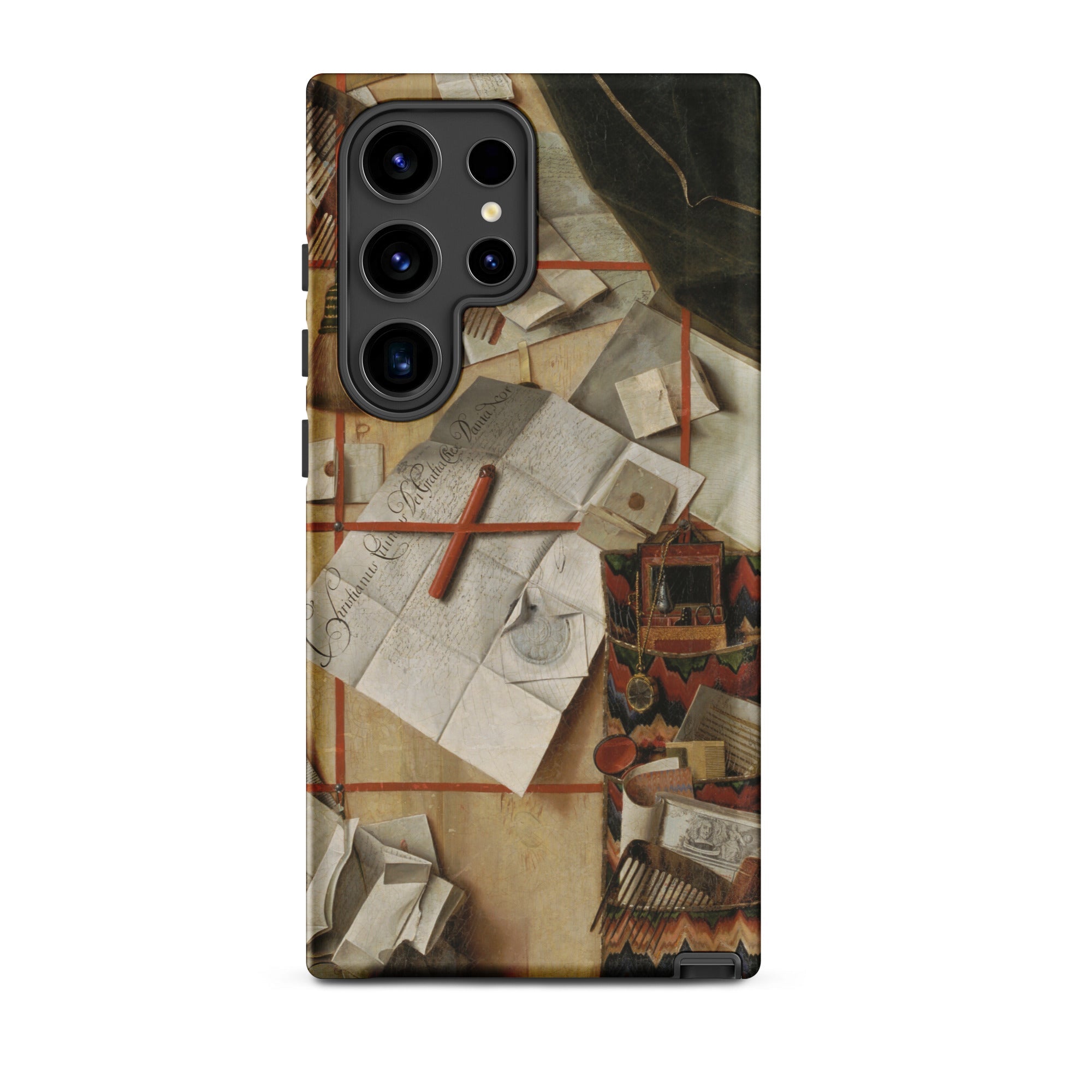 Trompe L’oeil with a Wall of Letters Gijsbrechts Samsung Case, Galaxy S24 Ultra / Matte, Smartphone Case Still Life Painting Documents