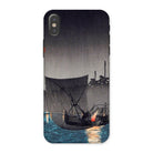 Tsukuda Island Hiroaki Takahashi Iphone Case, x / Matte, Phone Case Japanese Woodblock Print Boats Night