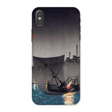 Tsukuda Island - Hiroaki Takahashi Iphone Case, x / Matte, Phone Case Japanese Woodblock Print Boats Night