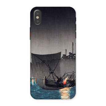 Tsukuda Island - Hiroaki Takahashi Iphone Case, x / Matte, Phone Case Japanese Woodblock Print Boats Night