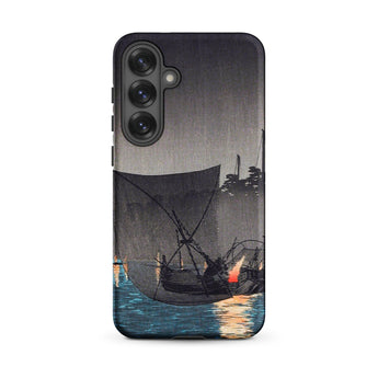 Tsukuda Island - Hiroaki Takahashi Phone Case Samsung Galaxy S25 Plus / Matte Black Traditional Japanese Woodblock Print Boats, Iphone