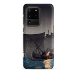 Tsukuda Island - Hiroaki Takahashi Samsung Case, Galaxy S20 Ultra / Matte, Black Smartphone Case Night Scene Boats Water