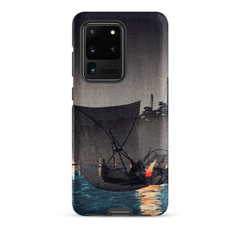 Tsukuda Island - Hiroaki Takahashi Samsung Case, Galaxy S20 Ultra / Matte, Black Smartphone Case Night Scene Boats Water