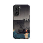 Tsukuda Island Hiroaki Takahashi Samsung Case, Galaxy S21 Fe / Matte, Black Phone Case Dark Moody Painting Boats Night