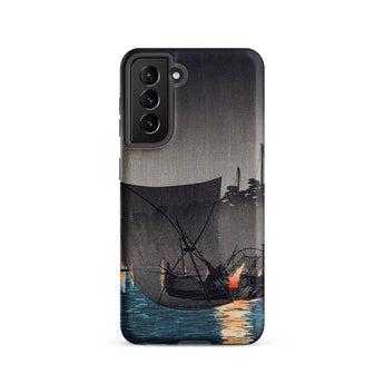Tsukuda Island - Hiroaki Takahashi Samsung Case, Galaxy S21 / Matte, Smartphone Case Dark Artistic Print Boats Night
