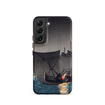 Tsukuda Island - Hiroaki Takahashi Samsung Case, Galaxy S22 / Matte, Smartphone Case Nocturnal Boat Scene Nets Illuminated Water