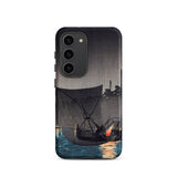 Tsukuda Island - Hiroaki Takahashi Samsung Case, Galaxy S23 / Matte, Black Phone Case Japanese Woodblock Print Boats Night