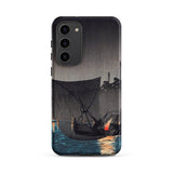 Tsukuda Island - Hiroaki Takahashi Samsung Case, Galaxy S23 Plus / Matte, Black Smartphone Case Traditional Japanese Woodblock Print Boats