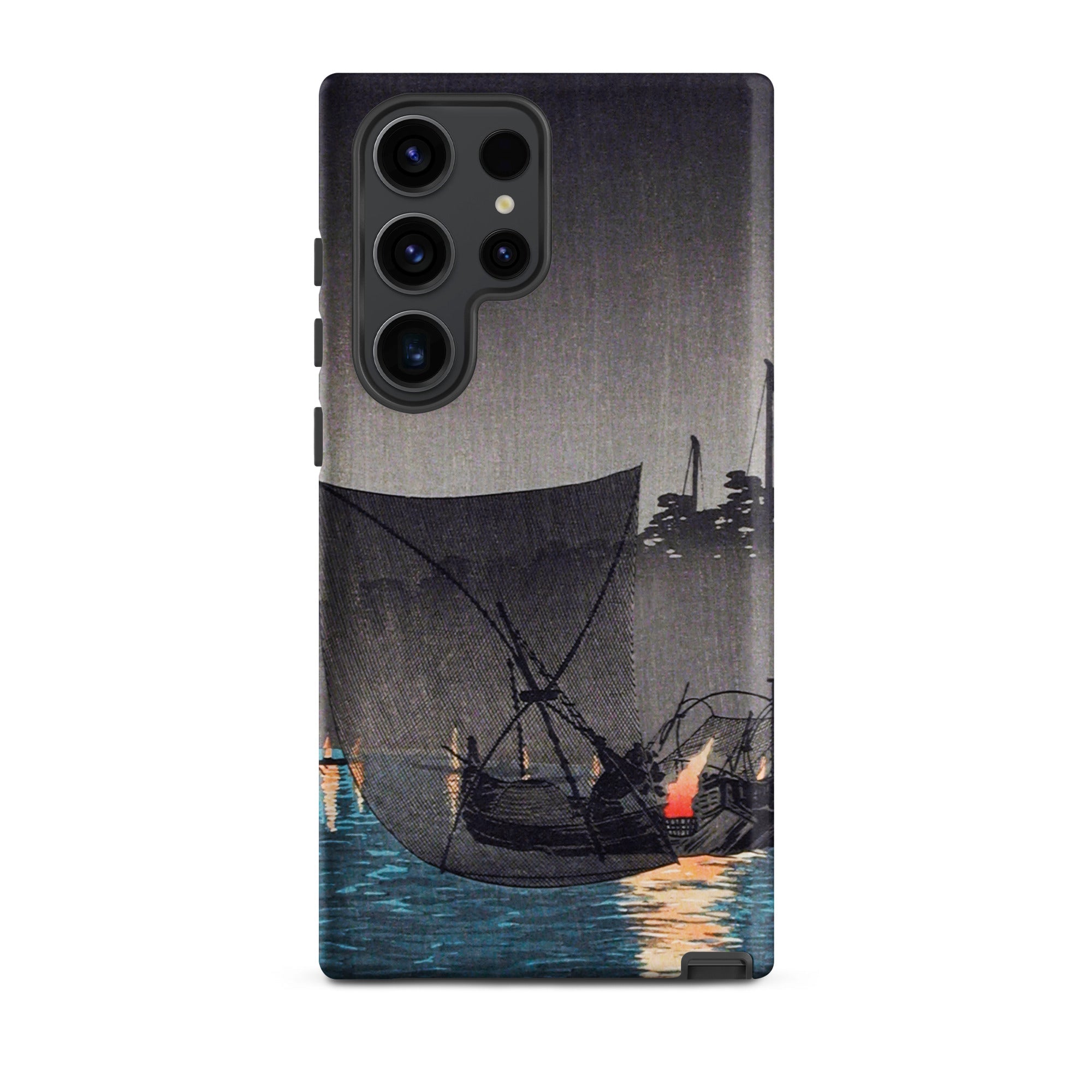 Tsukuda Island Hiroaki Takahashi Samsung Case, Galaxy S23 Ultra / Matte, Smartphone Case Traditional Japanese Woodblock Print Boats Night