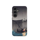 Tsukuda Island Hiroaki Takahashi Samsung Case, Galaxy S24 / Matte, Black Phone Case Japanese Woodblock Print Boats Night