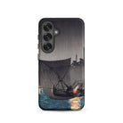 Tsukuda Island Hiroaki Takahashi Samsung Case, Galaxy S25 / Matte, Smartphone Case Dark Artistic Depiction Boats Water Light