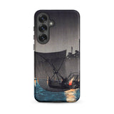 Tsukuda Island - Hiroaki Takahashi Samsung Case, Galaxy S25 Plus / Matte, Black Phone Case Stylized Night Scene Boats Water