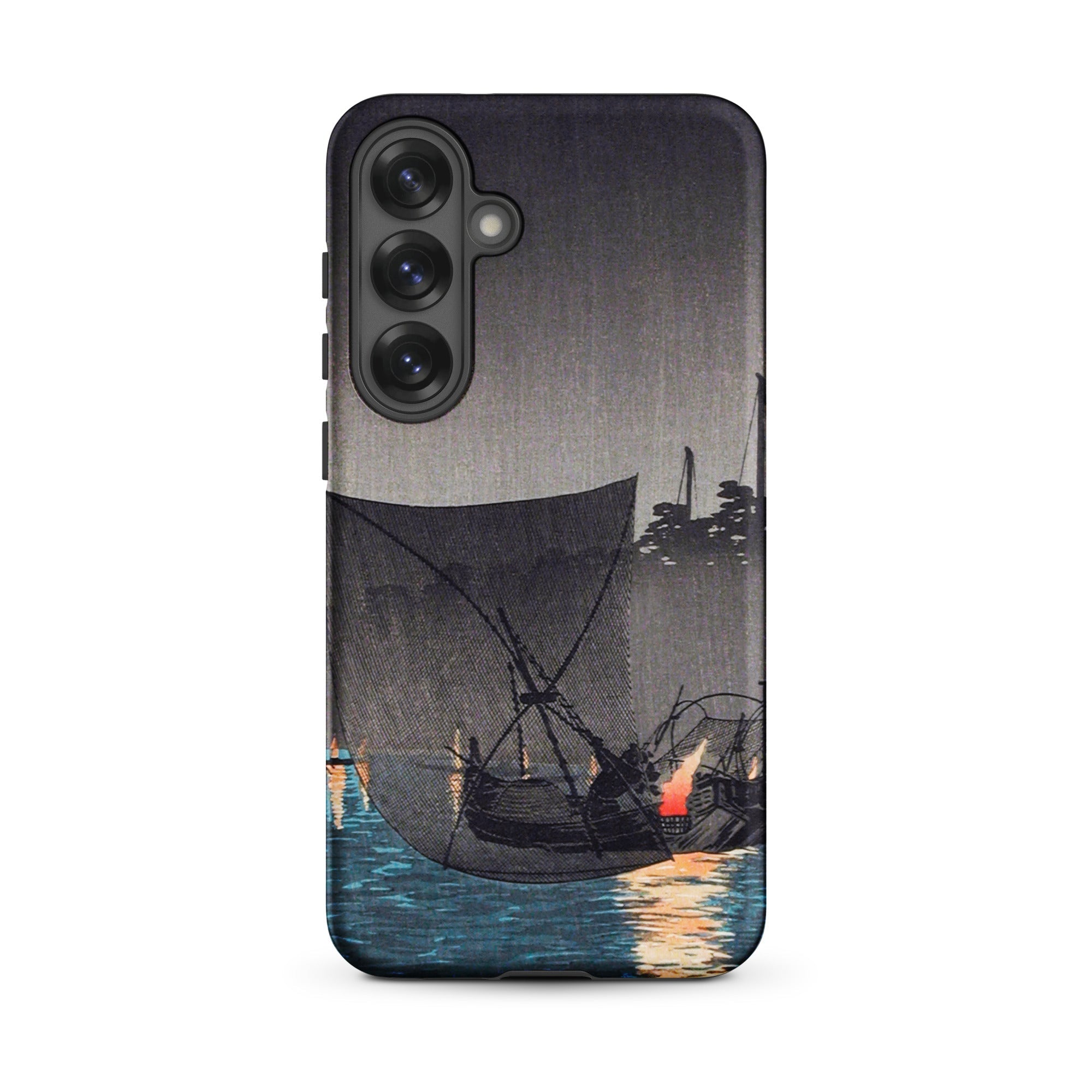 Tsukuda Island Hiroaki Takahashi Samsung Case, Galaxy S25 Plus / Matte, Black Phone Case Stylized Night Scene Boats Water