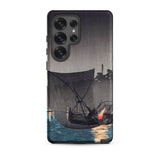 Tsukuda Island - Hiroaki Takahashi Samsung Case, Galaxy S25 Ultra / Matte, Black Phone Case Classic Japanese Woodblock Print Boat