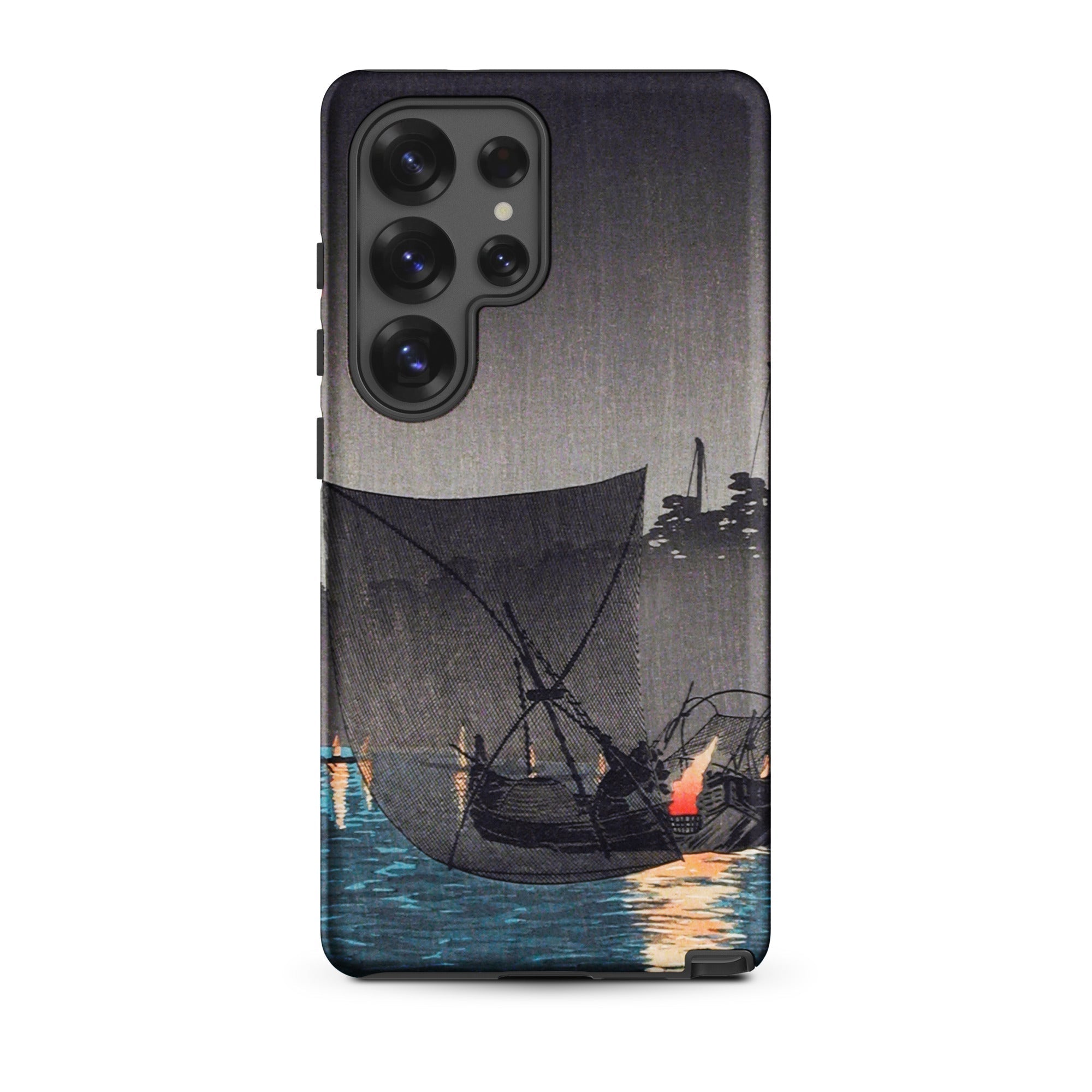 Tsukuda Island Hiroaki Takahashi Samsung Case, Galaxy S25 Ultra / Matte, Black Phone Case Classic Japanese Woodblock Print Boat
