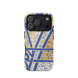 Tughra of Suleiman the Magnificent Phone Case Iphone 17 Pro / Matte Gold Blue Floral Patterned Phone Case Geometric Design Portable Firman,