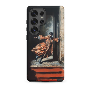 Tumbler - Baroque Surrealism Gay Nobility Samsung Case, Galaxy S25 Ultra / Matte, Black Smartphone Case Vibrant Painting Person Orange Robe