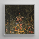 Tuned in Black Transgender Twins Art Framed Canvas, 12x12’’ / 31x31cm / White Floating Frame, Framed Floral Portrait Two Women