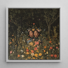 Tuned in - Black Transgender Twins Art Framed Canvas, 12’’x12’’ / White Floating Frame, Framed Floral Portrait Two Women