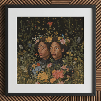 Syntonisé - Impression d'art des jumeaux noirs transgenres, 12x12’’ / 31x31cm / Cadre / Passe-partout de 2’’, Affiches Impressions & Œuvres Visuelles, Toby Leon
