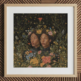 Syntonisé - Impression d'art des jumeaux noirs transgenres, 12x12’’ / 31x31cm / Cadre Naturel / Passe-partout de 2’’, Affiches Impressions & Œuvres Visuelles, Toby Leon