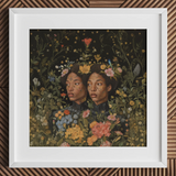 Syntonisé - Impression d'art des jumeaux noirs transgenres, 12x12’’ / 31x31cm / Cadre blanc / Passe-partout de 2’’, Affiches Impressions & Œuvres Visuelles, Toby Leon