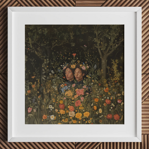 Tuned in - Black Transgender Twins Art Print / Canvas, 12x12’’ / 31x31cm / White Frame / Matboard, Posters Prints & Visual Artwork, Toby