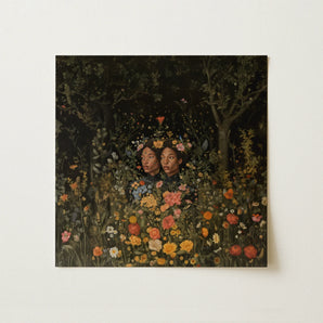 Tuned in - Black Transgender Twins Art Print / Canvas, Black Girl Magic, Ethereal Floral Twin, Black Transgender Twins