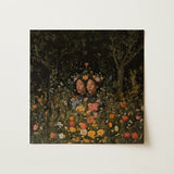 Tuned in - Black Transgender Twins Art Print / Canvas Square-framed Artwork Two Figures Surrounded Dense Vibrant Floral Black Girl Magic,