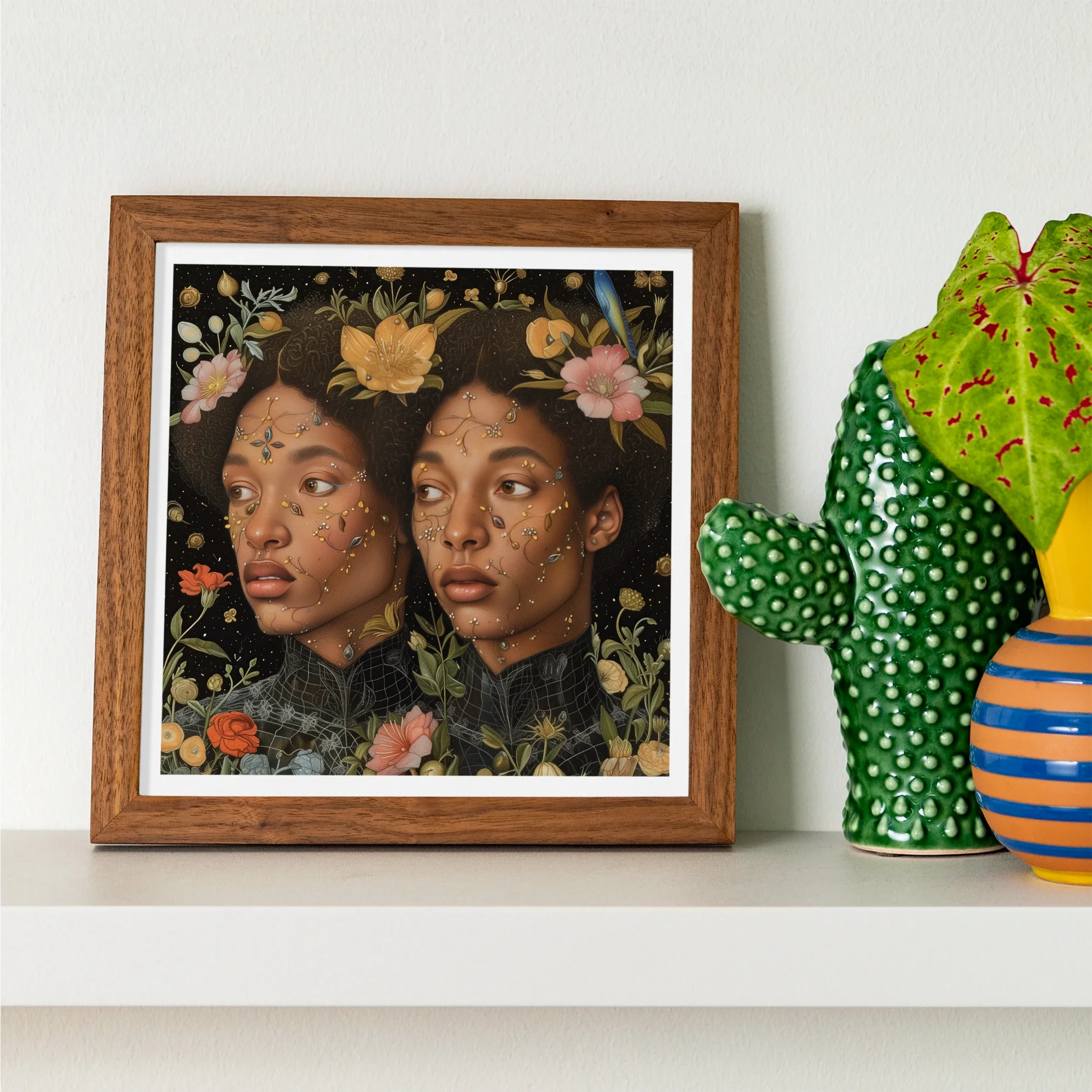 Tuned in - Black Transgender Twins Art Print Posters Prints & Visual Artwork