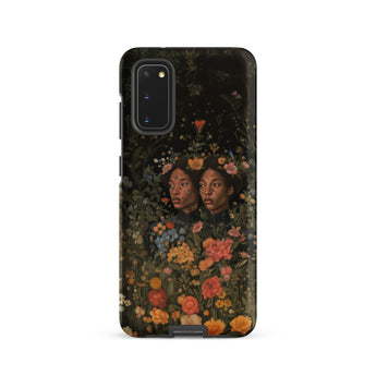 Tuned in - Black Transgender Twins Samsung Case, Galaxy S20 / Matte, Black Smartphone Case Vibrant Floral Design Two Dark-skinned