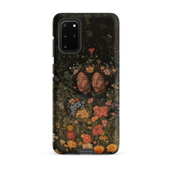 Tuned in - Black Transgender Twins Samsung Case, Galaxy S20 Plus / Matte, Black Smartphone Case Detailed Floral Painting Two Figures