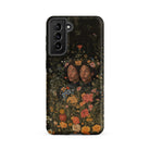 Tuned in Black Transgender Twins Samsung Case, Galaxy S21 Fe / Matte, Smartphone Case Dark Floral Design Two Women’s Faces