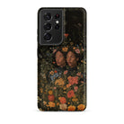 Tuned in Black Transgender Twins Samsung Case, Galaxy S21 Ultra / Matte, Smartphone Case Dark Floral Themed Illustration Two Figures Amidst